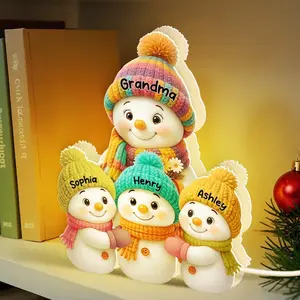Family Snowman Night Light Box, Mama Grandma Snowman Box, Personalized Acrylic Night Box, Christmas Gifts for Mama Grandma