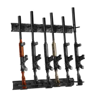 Indoor Gun Rack Wall Mount, 6-Slot Vertical Rifle And Shotgun Display Rack, Heavy Duty 180 Lb Metal Wall Gun Rack With Soft Padding, Secure Mounting Hardware, Easy Installation, Safe Home Storage And Display