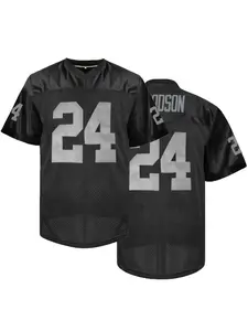 Men's #24 Letter Embroidered American Football Lightweight Sporty Jersey, Loose V-Neck Classic Retro Mesh Short Sleeve Pullover Sportswear Suitable For Streetwear Hip-Hop, Football, Daily Party, Sports Training