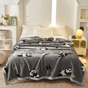 Panda Pattern Blanket, 1 Count Soft Comfortable Warm Throw, Air-conditioned Room Blanket, Warm Nap Blanket for Home & Office