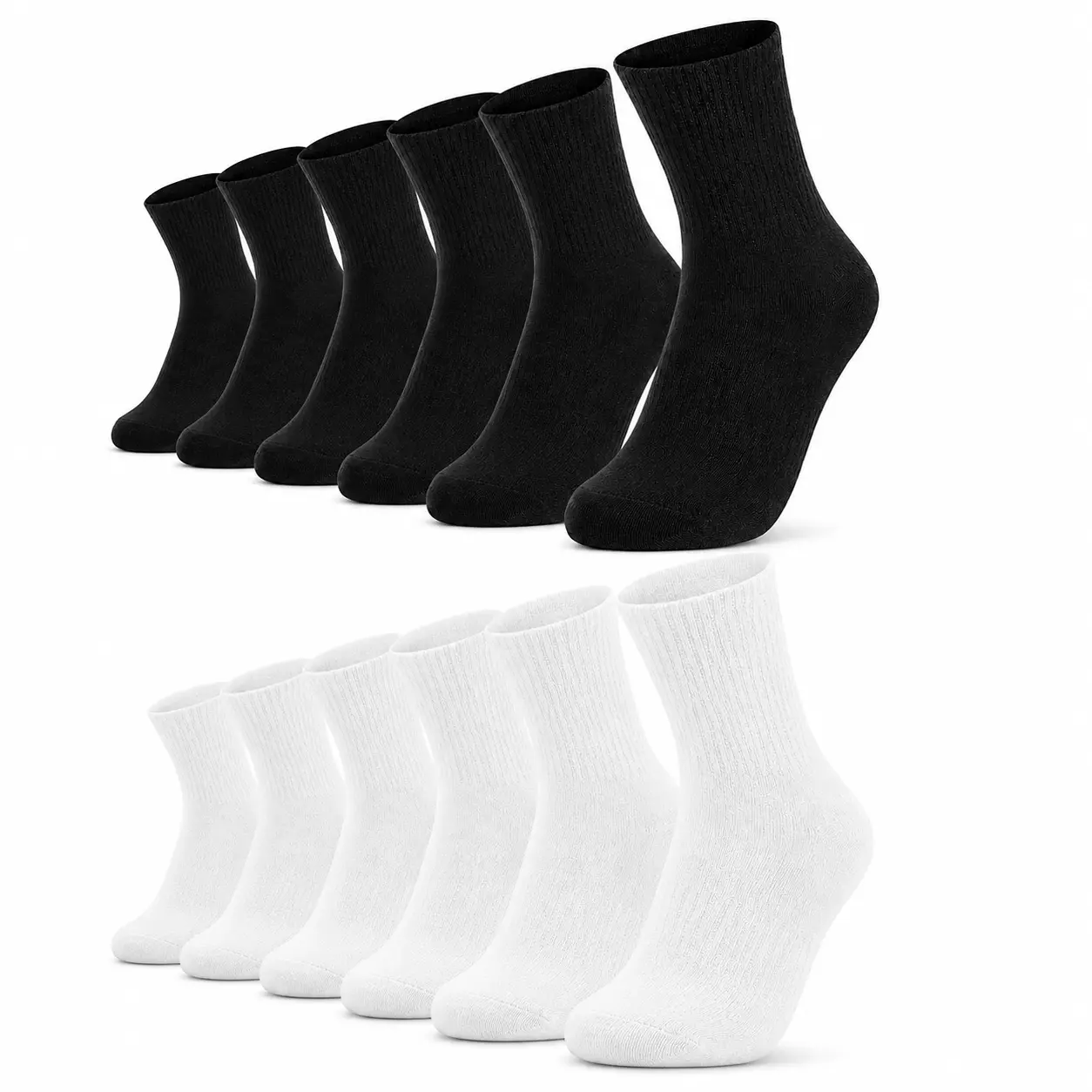 6 Pairs Cotton Crew Socks for Women and Men Cushioned Athletic Long Socks for Hiking Running Walking Gym, Athletic Sports Socks, Workout Socks