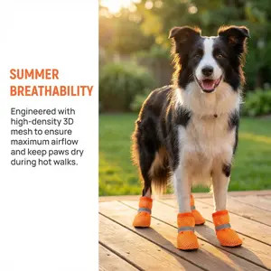 Pet Dog Outdoor Spring Summer Mesh Shoes, High Reflective Velcro, Protects Dogs' Feet, Breathable, Anti-Slip, Durable Pet Shoes