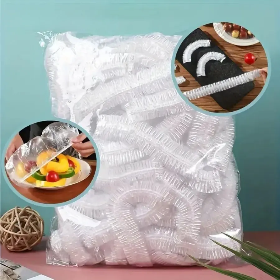 Food Grade Thick Disposable White Plastic Cling Film Sheets (200/300 Pcs) - Flexible Seal, Leak-Proof Kitchen Fresh-Keeping Wrap for Containers, Snacks Storage, Disposable Tableware Set to Protect Items for Kitchens, Durable