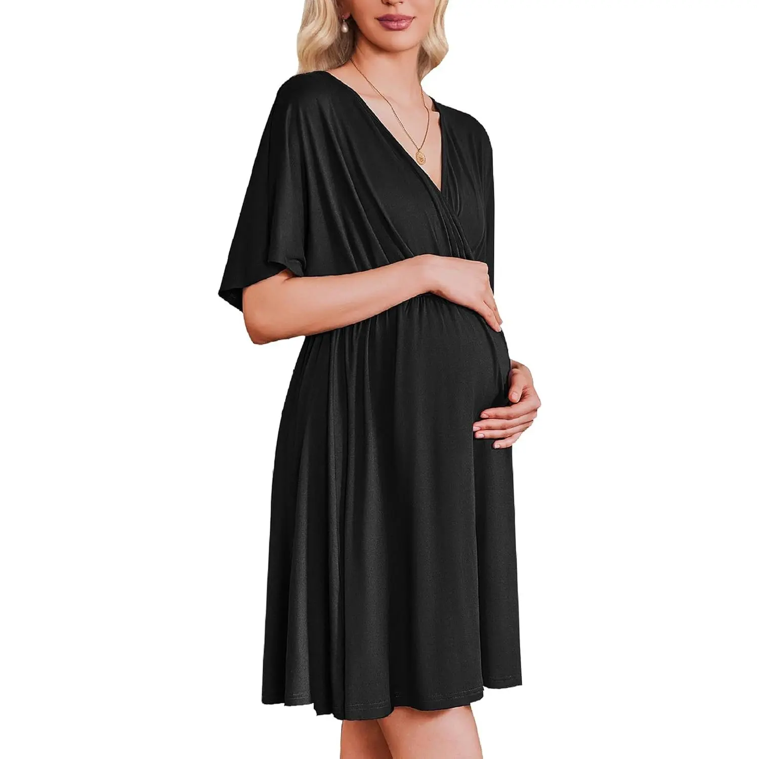 3 in 1 Labor and Delivery Gown for Hospital Short Sleeve Maternity Nursing Dress Nightgown Postpartum SleepwearGift.