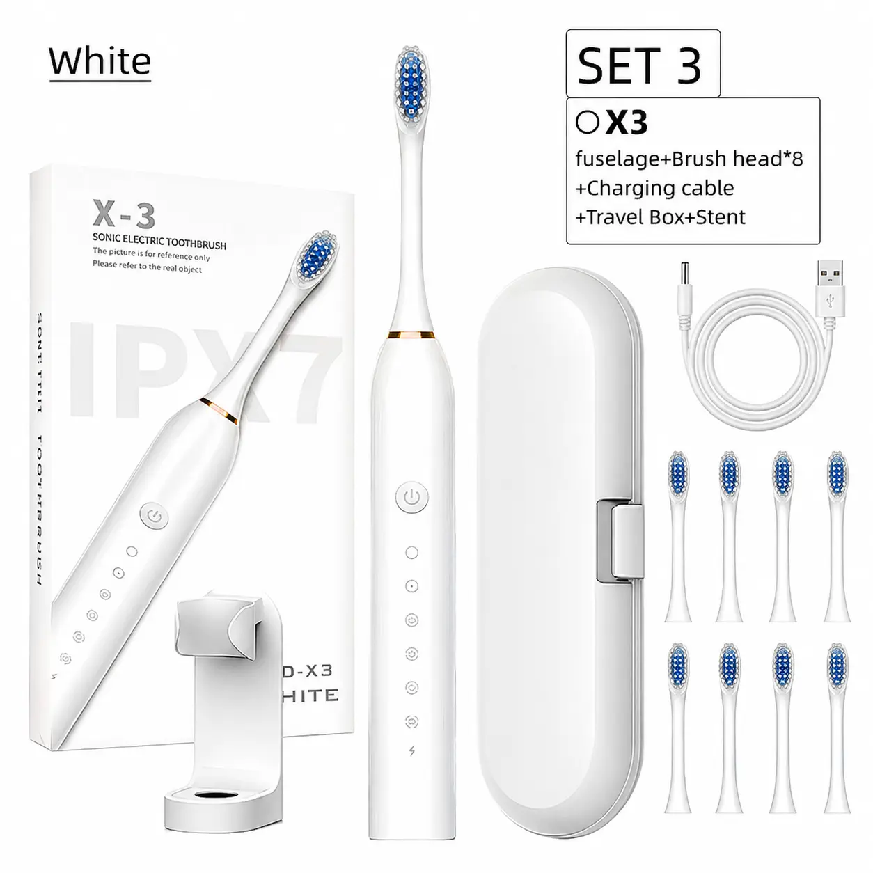 Sonic Electric Toothbrush for Adults with 8 Brush Heads,6 Cleaning Modes, IPX7 Waterproof, Travel Case Included,Toothbrush holder