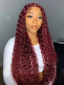 26 Inch Water Wave Lace Front Wigs for Women, Gorgeous Fluffy without Bangs, Synthetic Heat Resistant Lace Front Wigs, Lace Frontal Wigs for Party, Daily Use