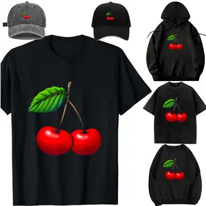 Family set-DIY-Unisex-Hoodie-cap-kid-Cherry Graphic for Men Women Kids Cherry Print Cherry Lover T-Shirt