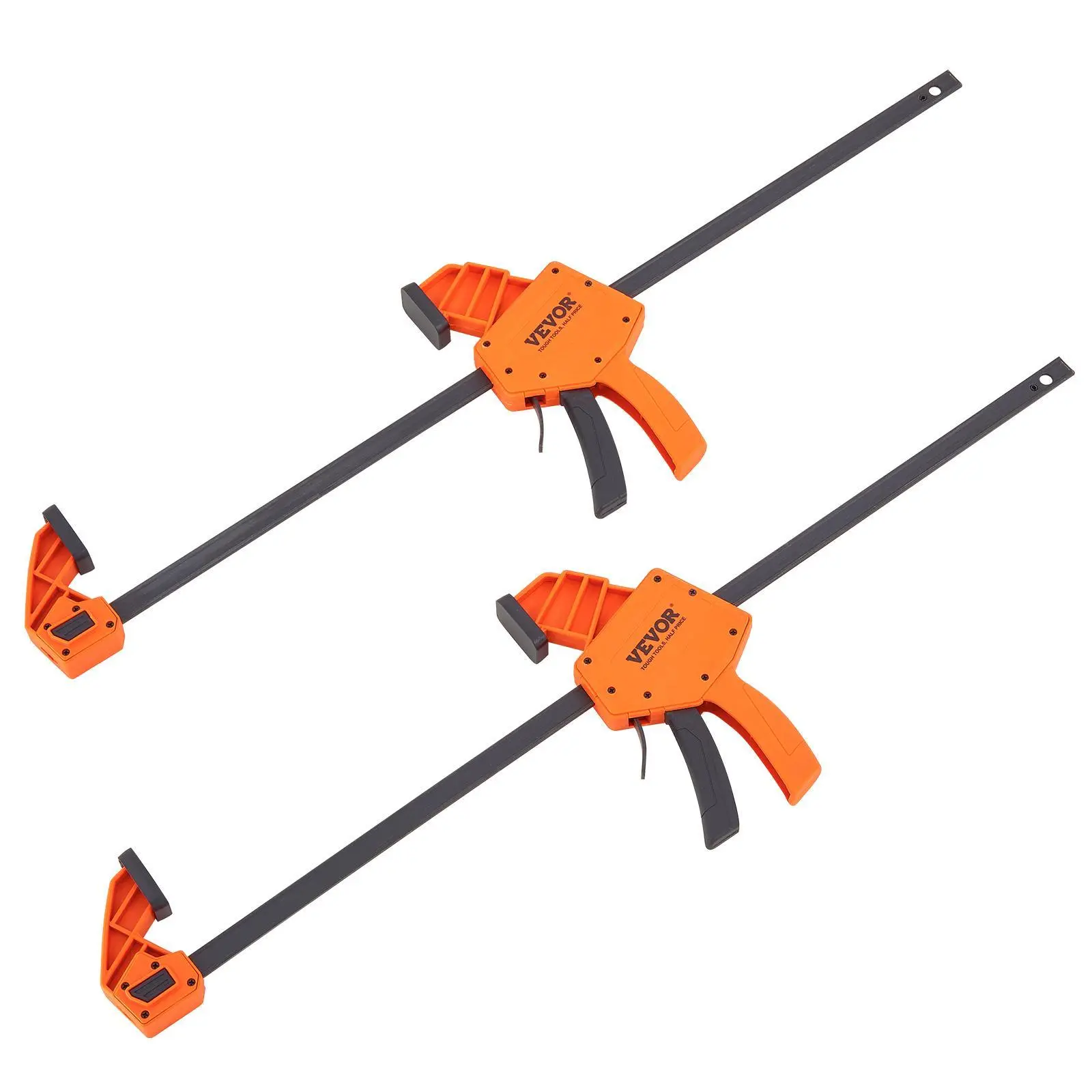 【Summerfinds】VEVOR Bar Clamps for Woodworking, 2-Pack 24" One-Handed Clamp/Spreader, Quick-Change F Clamp with 300 lbs Load Limit, High-strength Plastic and Carbon Steel, Wood Clamps for Woodworking Metal Working