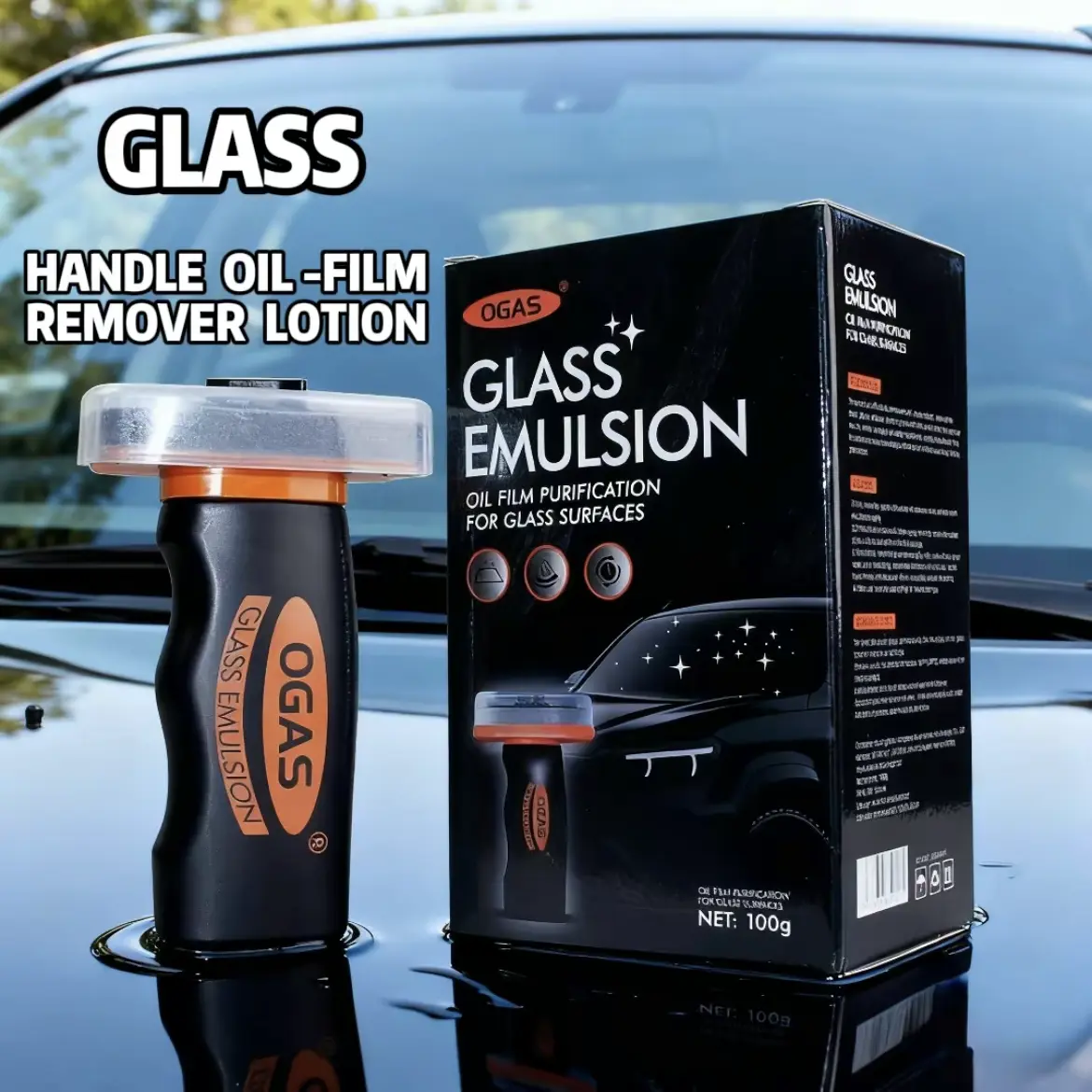Automotive Oil Film Cleaning Brush - Car Detailing Supplies, Roll-On Compound Cleaner for Automotive Glass Windshields, Anti-Fog Haze-Removing Tool for Car Interior-Exterior Daily Maintenance