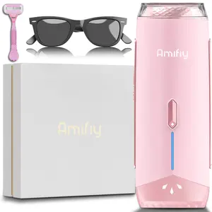 Amifiy Professional IPL Hair Removal Device with Ice Cooling Home Use Epilator for Women Adjustable 3 Energy Levels 2 Modes Face Body Includes Razor Glasses - Personal Care Appliances