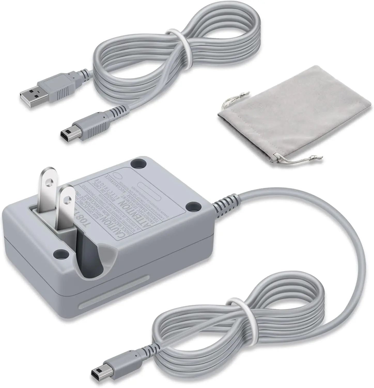 Handheld 3DS Wall Power Adapter with 3FT USB Replacement Cord, 100-240V Auto Switch, 3FT USB Cord, Port Protection, Portable Travel Charger for 3DS/2DS/2DS XL/DSi XL Gaming Consoles (Power Adapter Accessory)