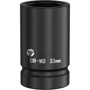 MO,17/19/21/22/24/27/30/32/34/36/38/41/46/50/55mm Impact Socket 1" Drive, Deep 6 Point Design, CR-MO, ANSI Certified, Heavy Duty 33mm Socket 1 Inch Drive for Truck, Bus, Trailer & Farm Machinery Maintenance