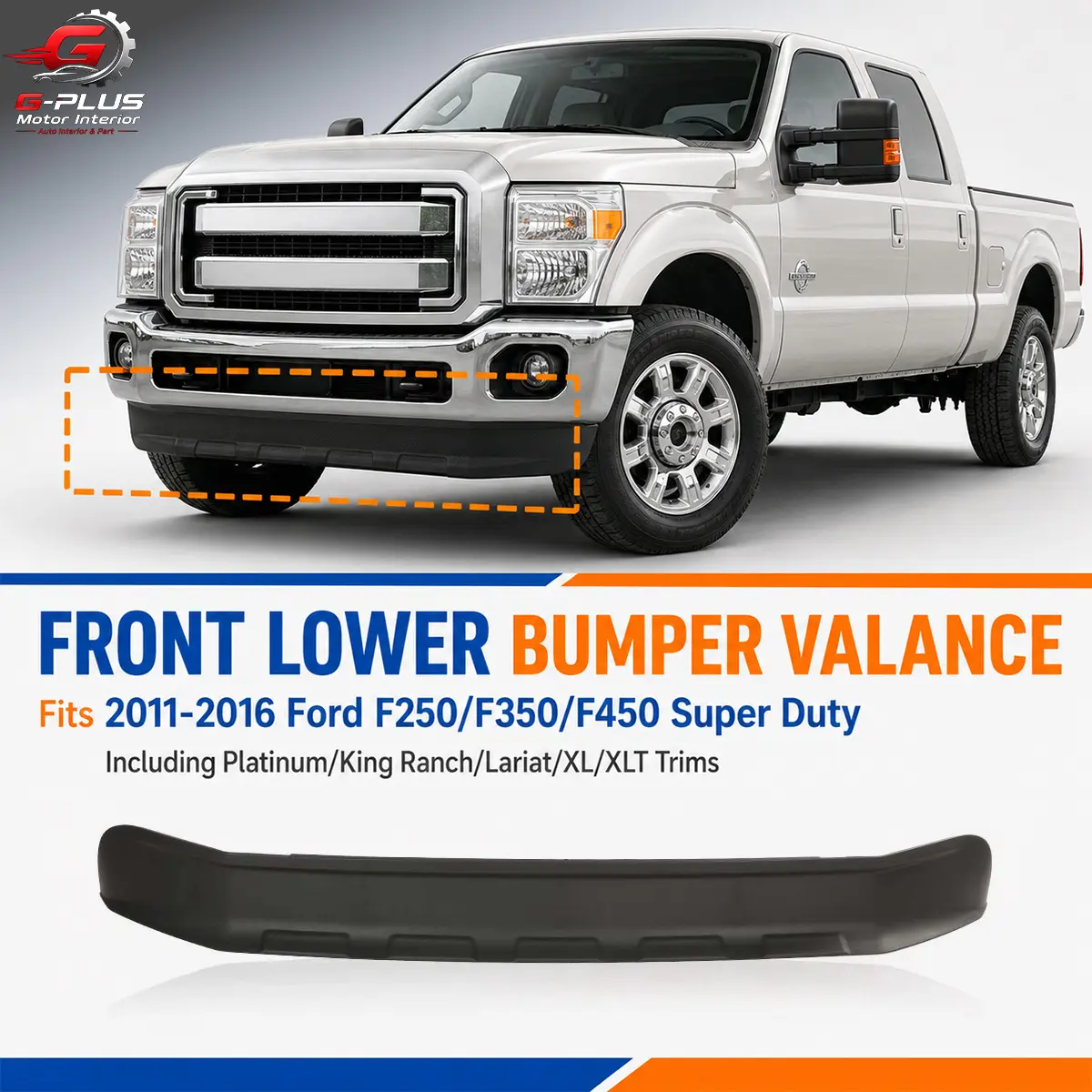 G-PLUS Motor Interior Front Bumper Lower Valance Deflector Fit For Ford F250 F350 Super Duty 11-16