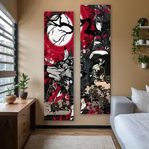 Anime Girl & Wolf Pattern Wall Hanging, 2 Counts/set Creative Wall Hanging, Wall Decor for Home Living Room Bedroom