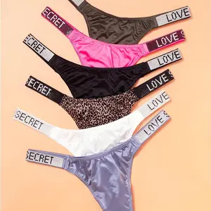 4pcs Rhinestone Letter Low Waist Stretchy Women's Sports Panties, Lingerie & Underwear