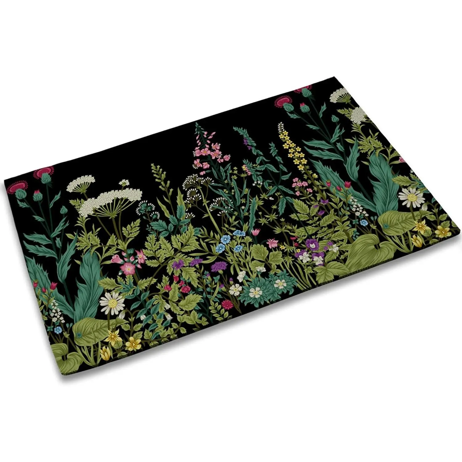 Herbs and Wild Flowers Door Mat,Spring Entrance Door Mats,Spring Decor Welcome Doormat,Non-Slip Carpet Rugs Floor Mat Decorative for Home/Bathroom/Kitchen/Indoor 18"x30"