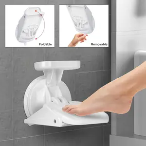 1PC Upgrade Anti-Fall Bathroom Footrest Shower Pedal Holder, Suction Cup Bath Accessory, Foot Stool Storage Rack