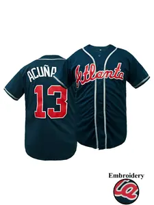 Atlanta 13 Themed Embroidered Baseball Jersey, Unisex Breathable Sports Shirt for Training & Daily Wear