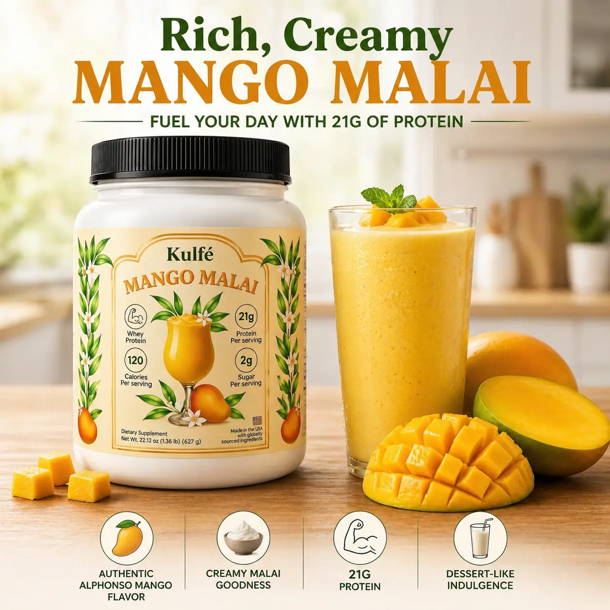 Mango Malai Whey Protein Powder Mango Malai Whey Protein Powder