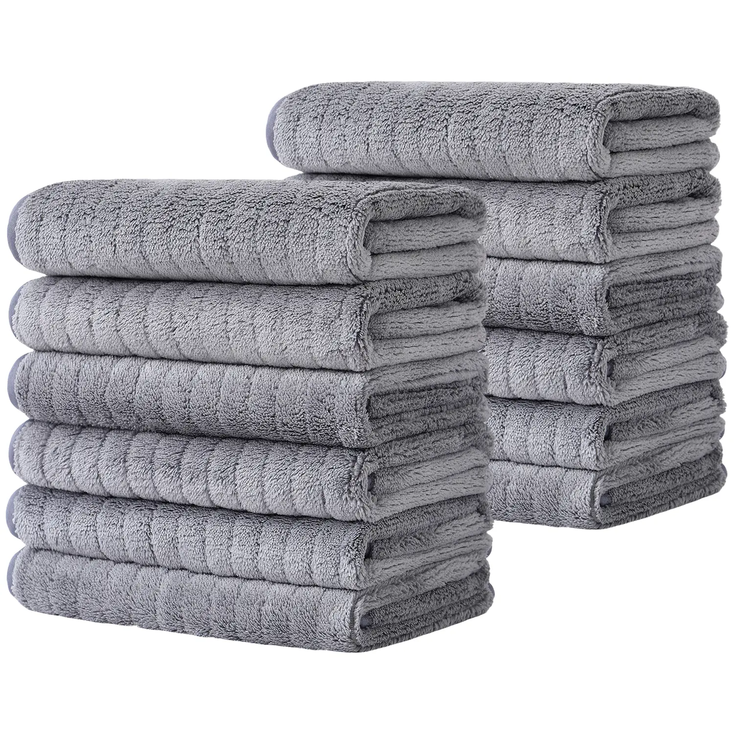 Jessy Home Unisex 12-Pack Skin-Friendly Microfiber Washcloths Set - 13x13 in Ultra Soft Breathable Towels Set for Showering, Bathroom Everyday Use