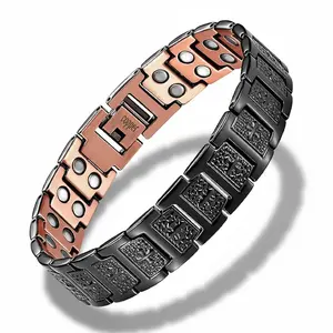 Men's Magnetic Bracelet, Retro Copper Cross Design, Adjustable Band with 48 Neodymium Magnets (3800 Gauss), Casual Anniversary Gift