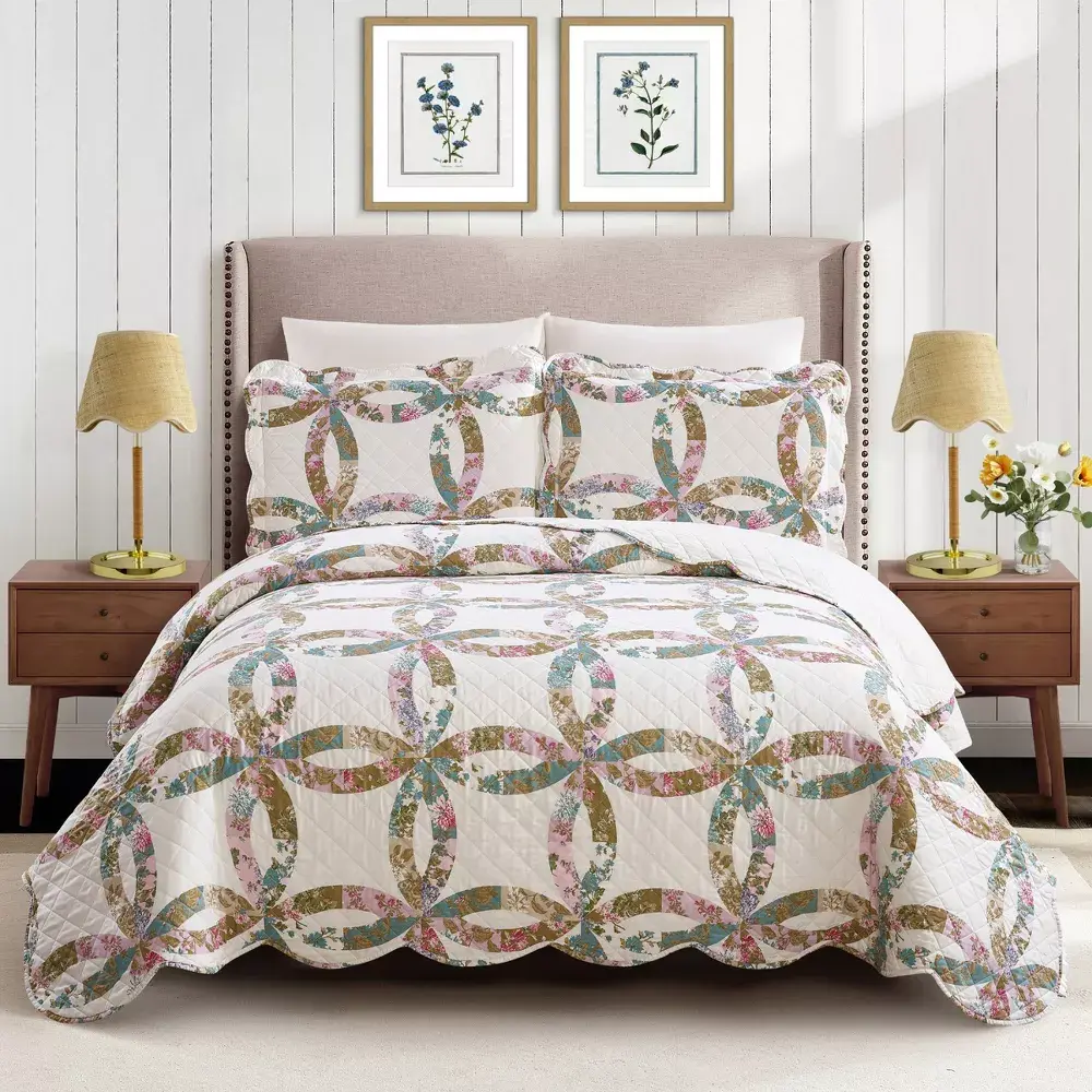 Modern Heirloom 3pc Dahila Chain Quilt Bedding Set