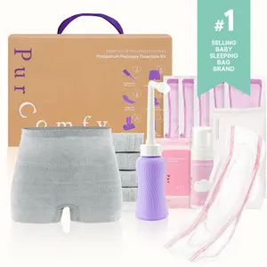 PurComfy Postpartum Recovery Essentials Kit, New look Same qulity! Includes Disposable Underwear, Instant Cooling Pads, Perineal Healing Foam, CoolingLiners, Peri Bottle and Postpartum Pads - 18 Pcs Comfort, Best Baby Shower Gift