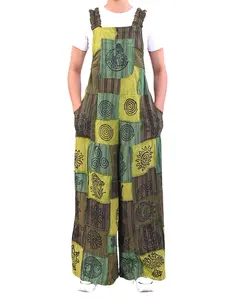 Caravan Closet Celestial Print Patchwork Hippie Overall