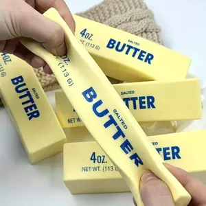 Butter Squishy Toy Sensory Stuff Squeezy Squishies Fidget Items Soft Stress Relief Slow Rising Butter Shape Squishy Cute Stress Relief Squeeze Toy Gift for Kids Teens Adults