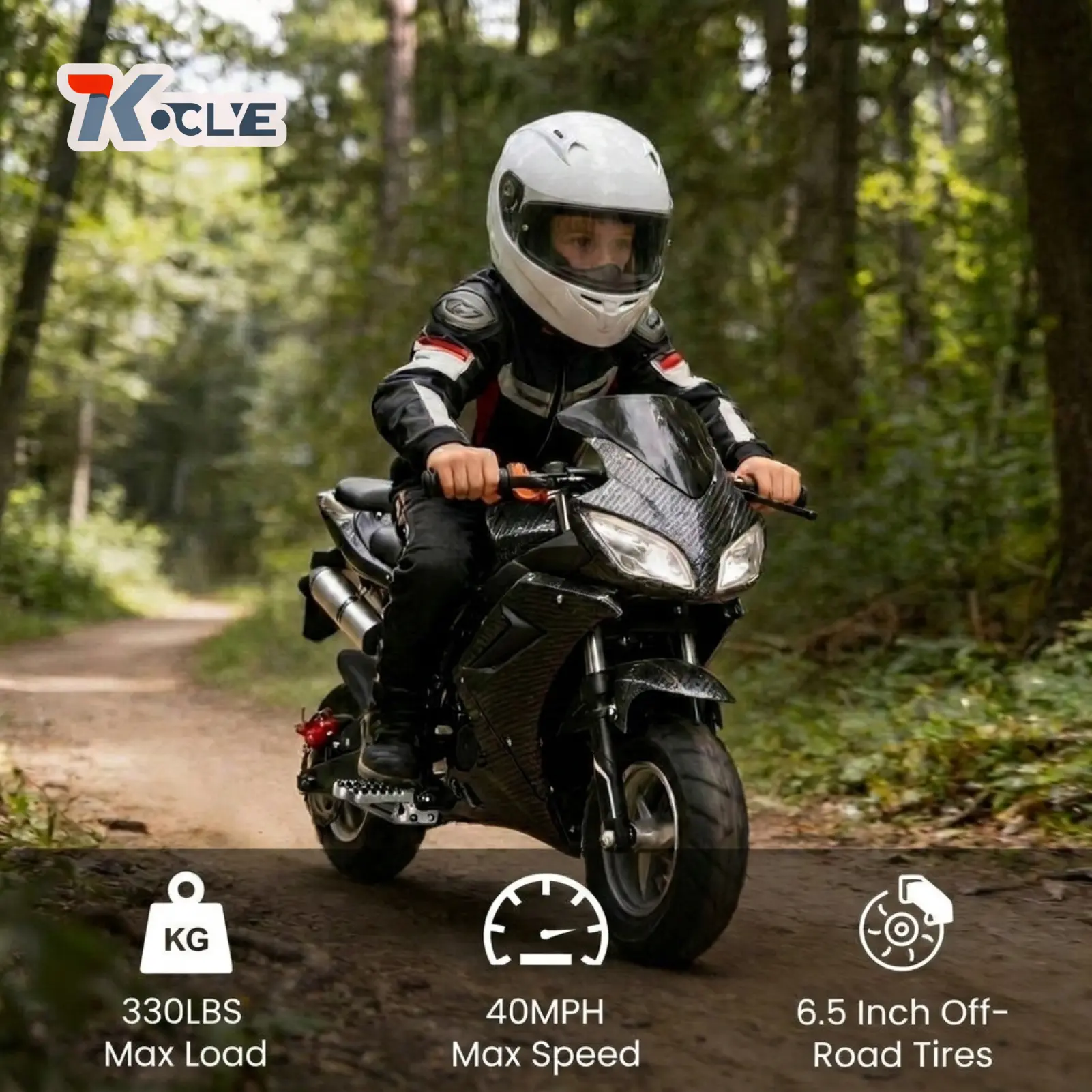 【KOCLYE】92 Bike | Top Speed 40 MPH | 6.5" off-road Tires | 18 Mile Range | 330Lbs Load | Dual Headlights | Disc Brakes