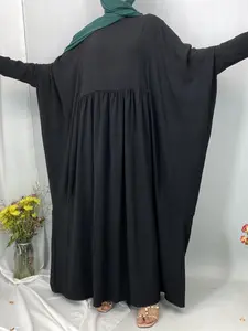 Women's Solid Batwing Sleeve Maxi Dress, Modest Islamic Clothing Fashion Long Sleeve Round Neck Dress for Daily Wear, Ladies Clothes for Spring, Muslim Women Gowns, Tunic Dress, Long Sleeve Dresses