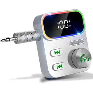 springtok Bluetooth 5.3 Receiver for Car,Upgraded Enhanced Mic and LED Display,Bluetooth Car Adapter,Wireless Audio Receiver for Car/Home Stereo/Wired Headphones/Speaker,26H Battery Life & Noise Cancelling