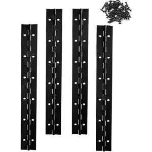 4PACK 12INCH Black Continuous Piano Hinge 0.05" Thickness 1.2" Open Width Heavy Duty Hinge with Holes for Cabinet Door Woodworking Includes Screws