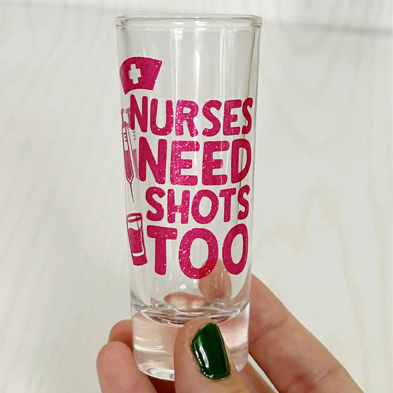 Kenzie's Boutique Handmade Graphic Durable Nurse Shot Glass - Funny Office Appreciation Gift for Nurses - Thank You Gag Package for RN, CNA, CNM, CRN, CRNA, LPN, LVN, NA, NP Practitioners, Graduates