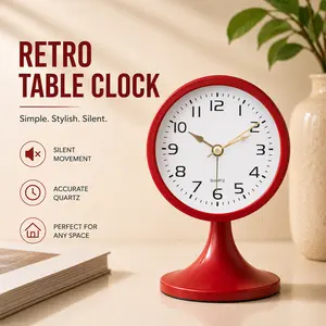 TIMESS Creative Minimalist Analog Alarm Clock, Fashionable Silent Clock with Night Light, Modern Home Decor for Bedroom Living Room Office Desk