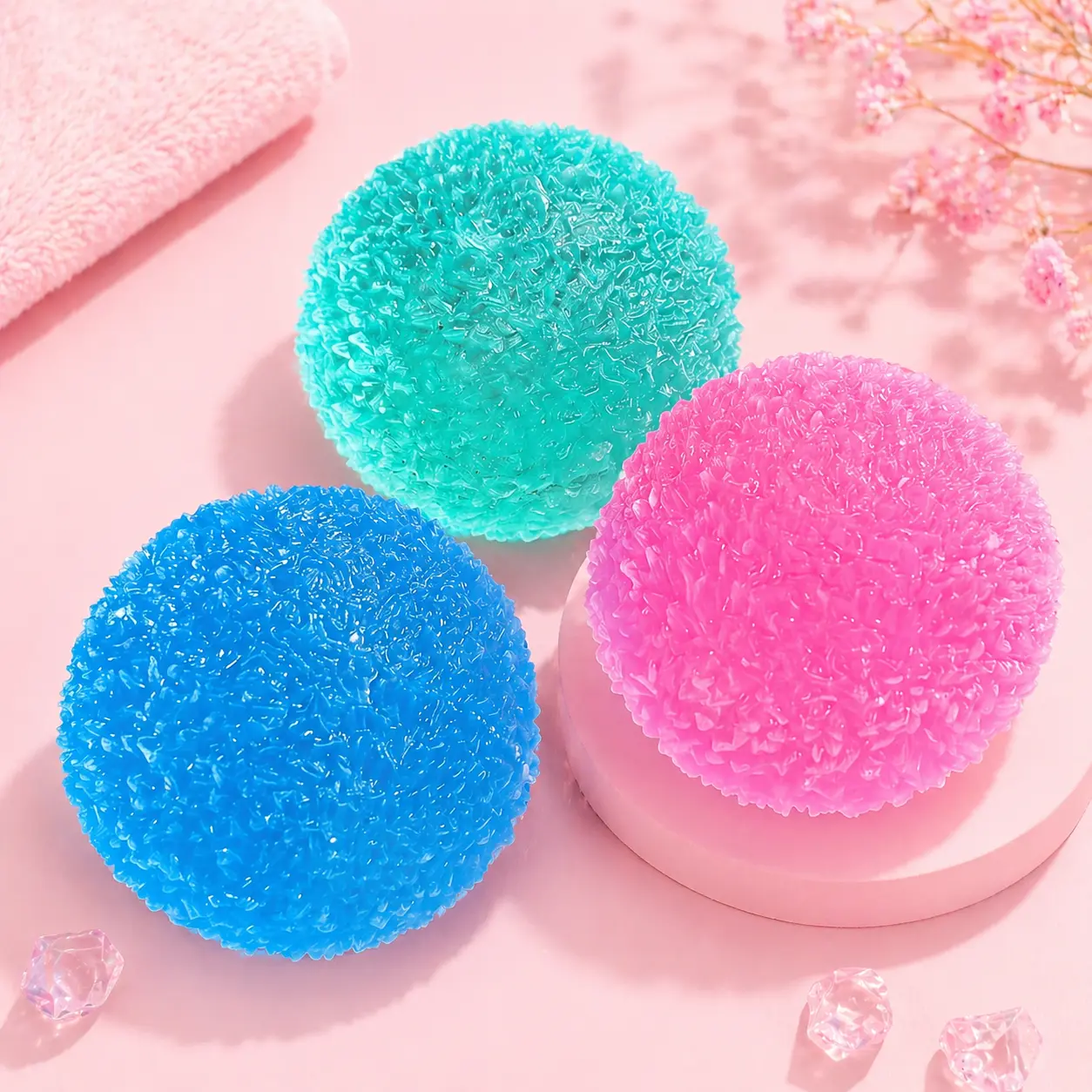 Handcrafted Crystal Mochi Squishies - TPR Soft Dumpling Squishy Fidget Ball, Sensory Friendly Stress Relief Toys for Neurodivergent Kids, Fine Motor Skills Development, Gift Giving