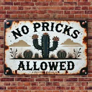 Aluminum Retro Sign 12x8 Inch Vintage Wall Art for Home Cafe Bar Farmhouse, Rustic Metal Decor Aluminum Cactus Wall Sign