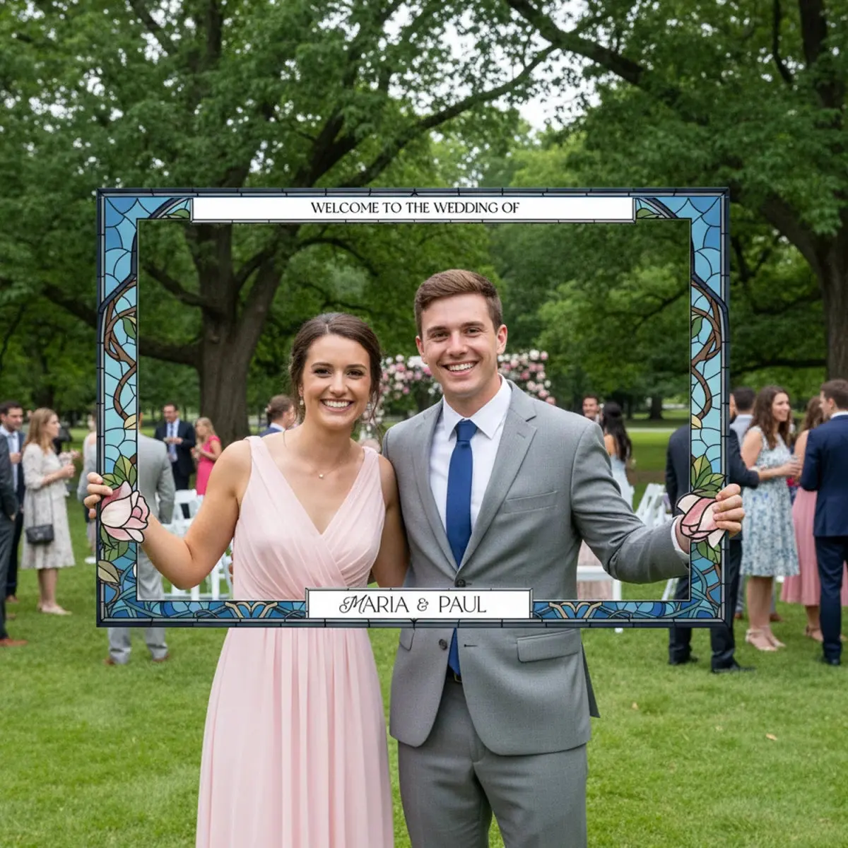 Personalized Rose Wedding Photo Booth Frame