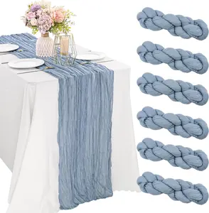 Cheese Table Runner Set - 6/10 Pack, Rustic Romantic Tulle Tablecloths, Solid Color Polyester, Perfect for Weddings and Baby Showers