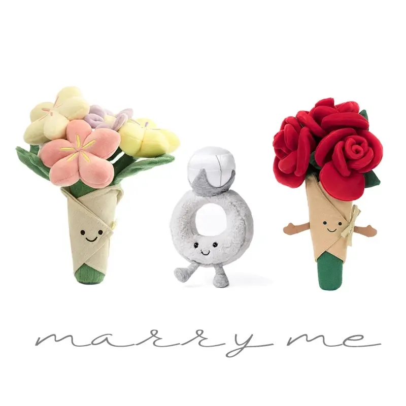 JellyCat Amuseables Rose Bouquet Plush Soft Stuffed Floral Gift for All Ages