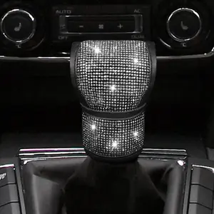 Automotive Diamond-Embellished Gear Shift Cover, Car Accessories, Interior Car Accessories - Rhinestone-Studded Gear Knob Sleeve, Shift Lever Protector