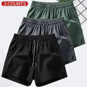 3 packs Men's Plain Solid Color Drawstring Pocket Shorts, Mens Clothing, Athleisure Casual Elastic Waist Pockets Shorts for Summer Breathable Men's Athletic Bottoms for Daily Wear,Summer Shorts, Shorts for Men Menswear 888 Hei Hui Zq Tropical Beige Spring