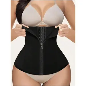 fashionable Full Body Zippered Waist TrainerTummy Control Shapewear shaper shapewearloral Lace Corset Lingerie Set fitness supportshorts waist band loose corset faja viral moldeadora Basic tight-fitting bodysuit womenshaper tummy control  Black Polyester