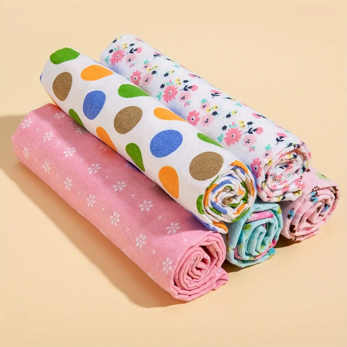 5Pcs Baby Swaddle Blankets, Soft Comfortable Portable Travel Flannel Swaddle Wraps, Multi-use Neutral Infant Cover Cloth, Baby Covers, Ideal Gift for Baby Shower Newborn