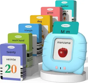 KIDGENIUS Portable Bilingual Learning Device with 225 English-Spanish Words Interactive Talking Flash Cards for Kids Safe Durable Early Learning Toy Ideal Easter Birthday Gift