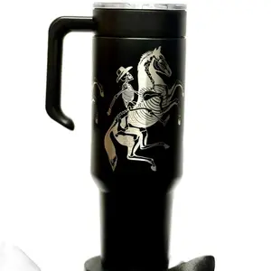 40oz Skeleton Rider Tumbler – Dark Western Edition by @AlexSmithBodyArt