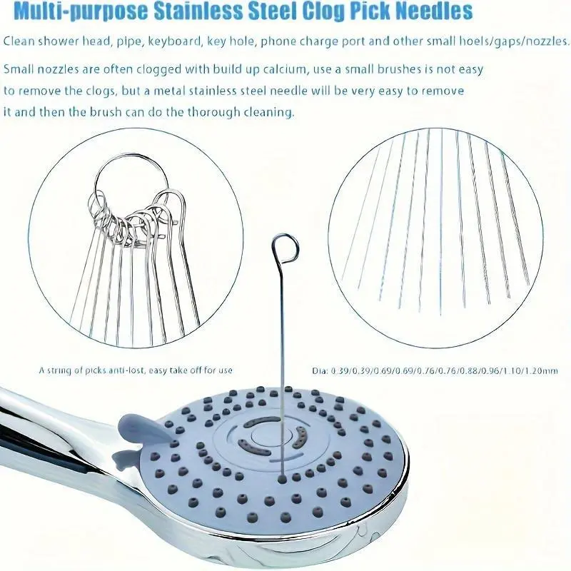 Fixed shower head cleaner kit, shower head cleaning brush, suitable for small holes, suitable for cleaning bathtubs/bathrooms, cleaning tools without power supply, home kitchen bathroom accessories