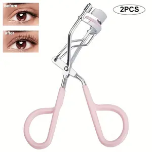 2pcs Portable Beginner Lash Clip, Stainless Steel, Manual Operation, Comfortable Handle, Adjustable Clamps, Perfect for False Eyelashes