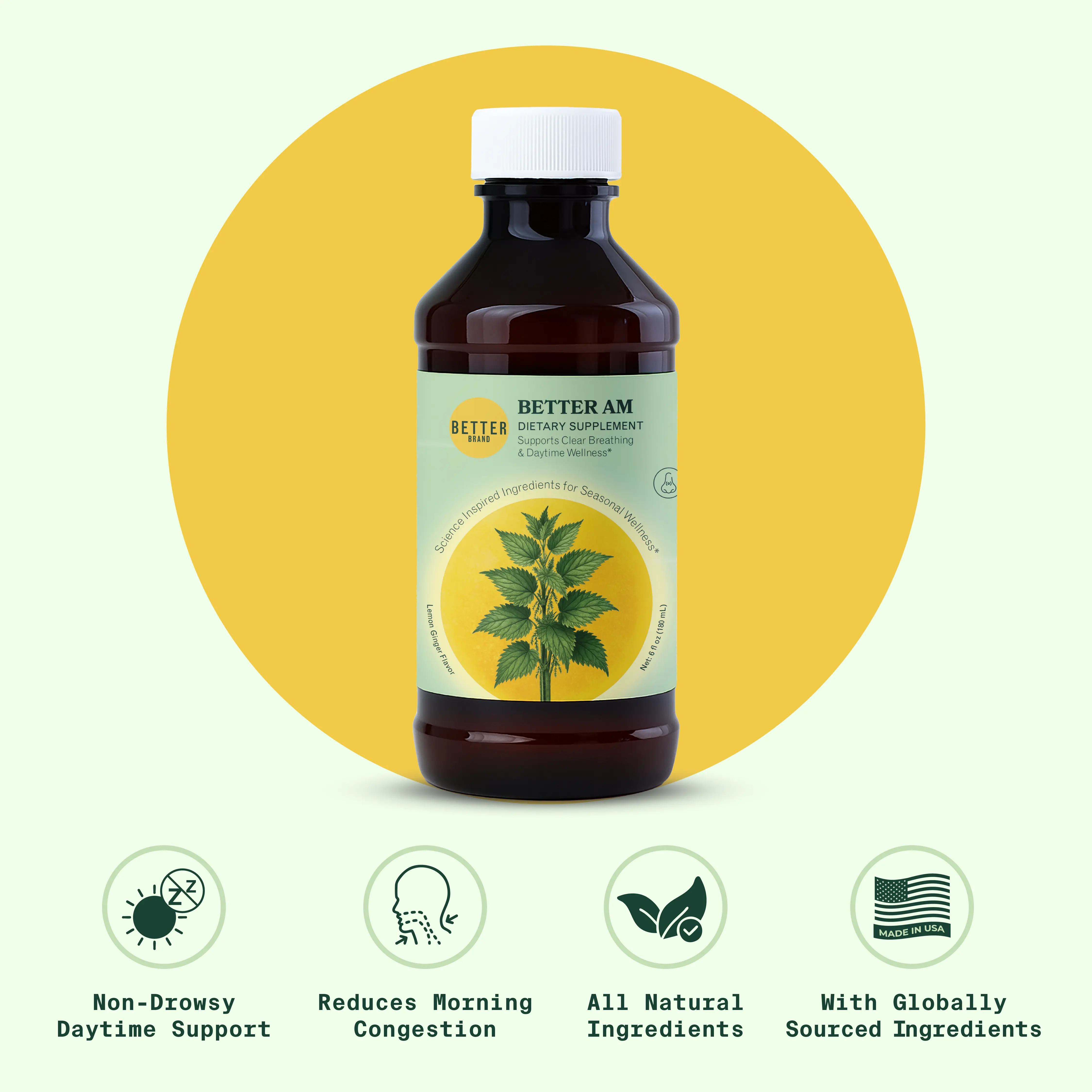 Betterbrand BetterAM | Daily Cough and Healthy Wellness Support Syrup Supplement