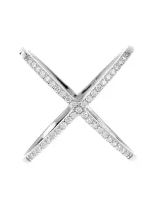 Sterling Silver CZ Criss Cross Ring